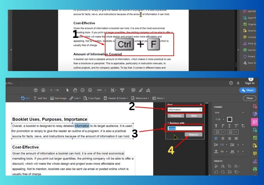 Replace Text in PDF
