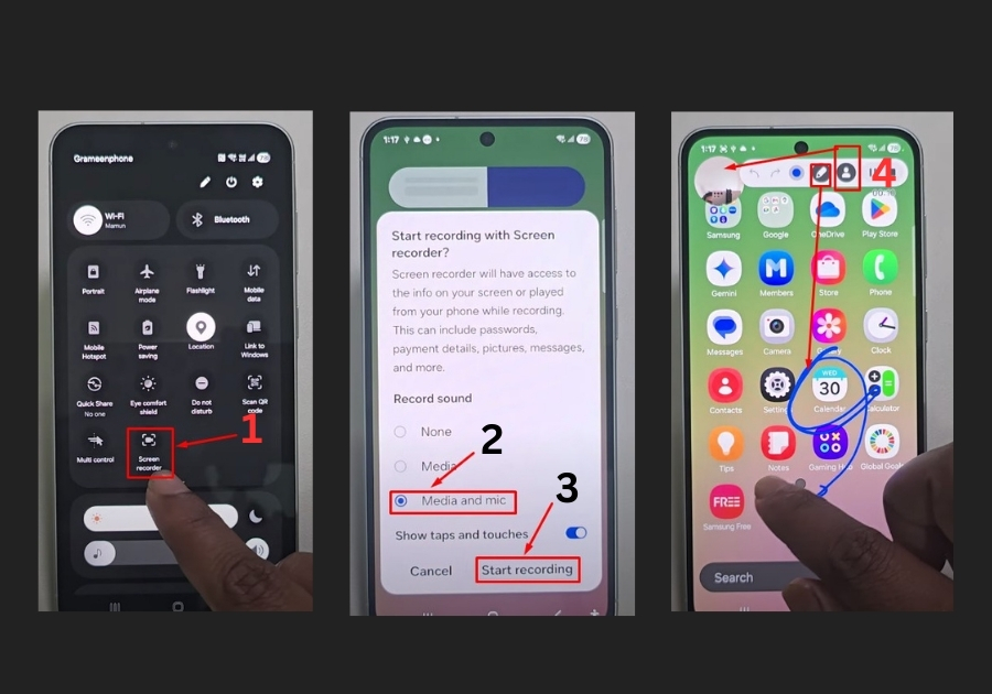 Screen Recording On Samsung A56 With Voice