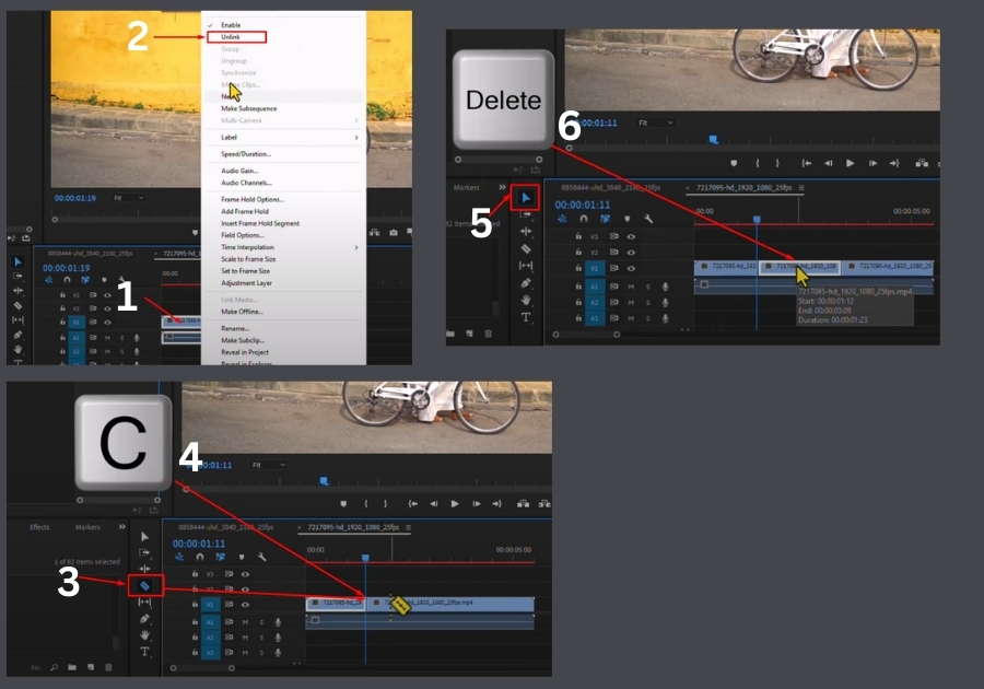 Cut Middle Part of Video in Premiere Pro