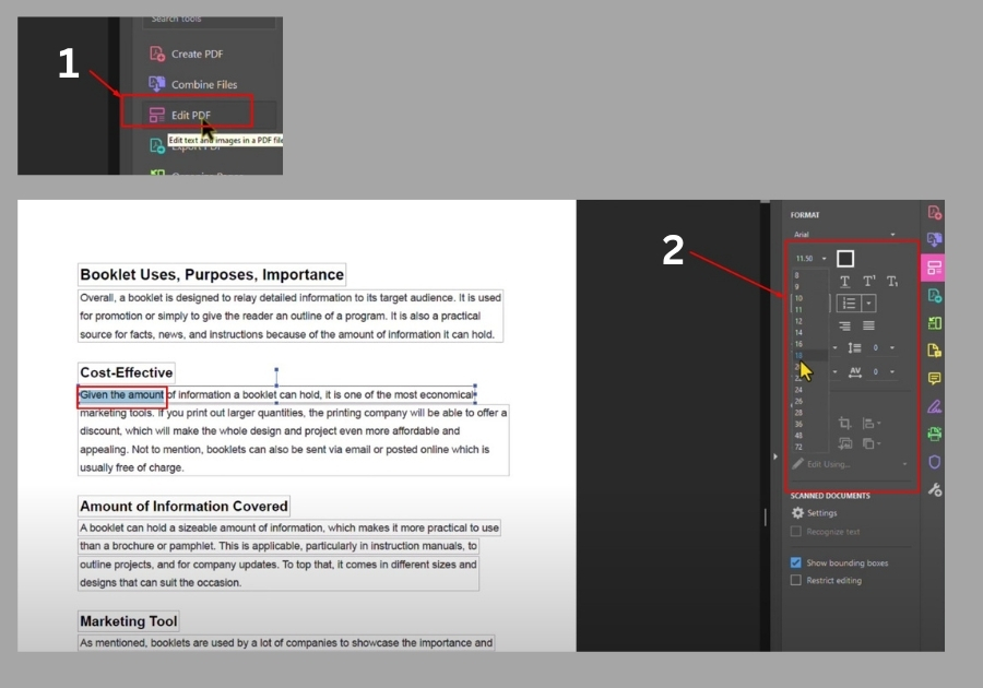 Change Font Size in Adobe Acrobat