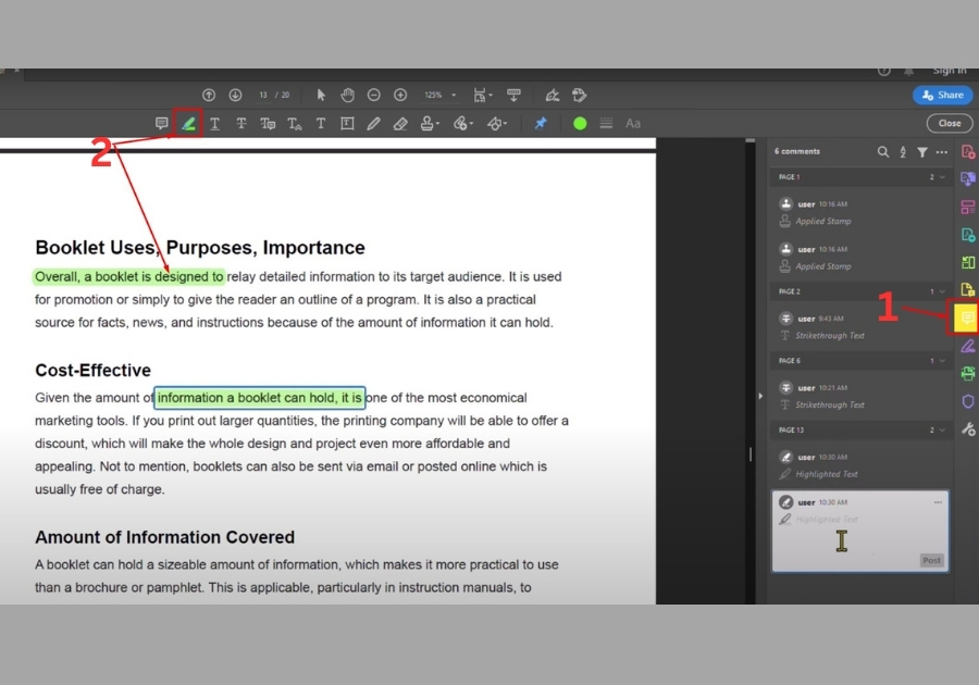 Highlight Text in PDF
