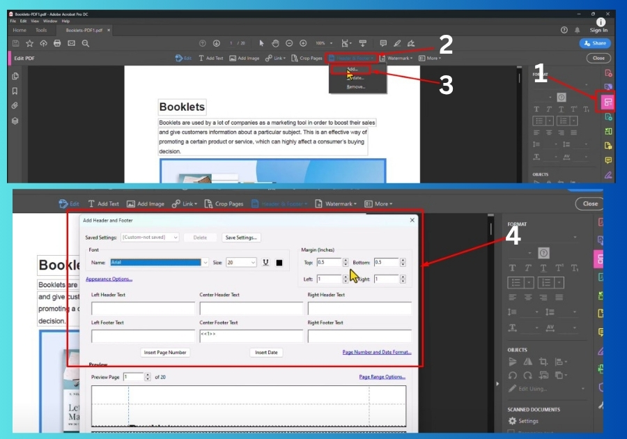Add Page Numbers in PDF