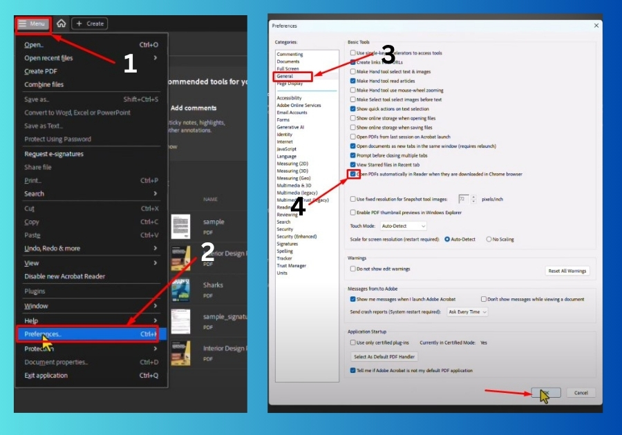 Step 1: Change a Quick Setting in Adobe Reader