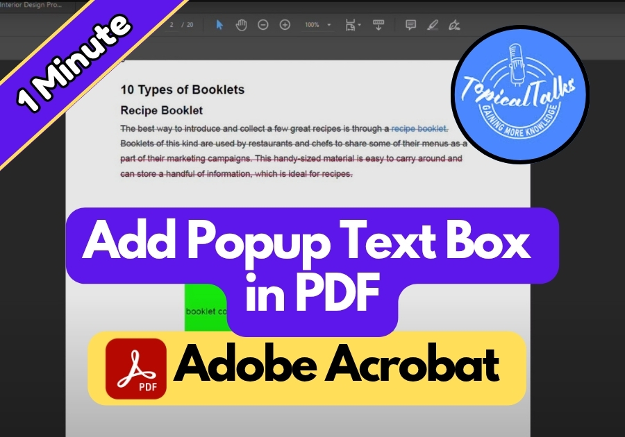 How to Add Popup Text Box in Adobe Acrobat