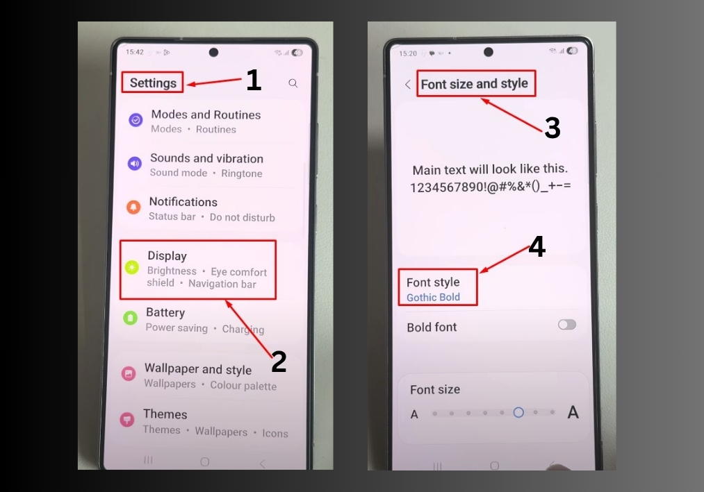 Change Font Style on Samsung S25 Series