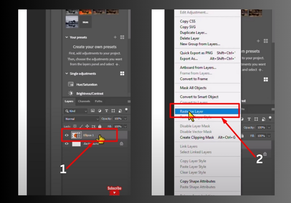 Steps to Rasterize a Layer in Photoshop